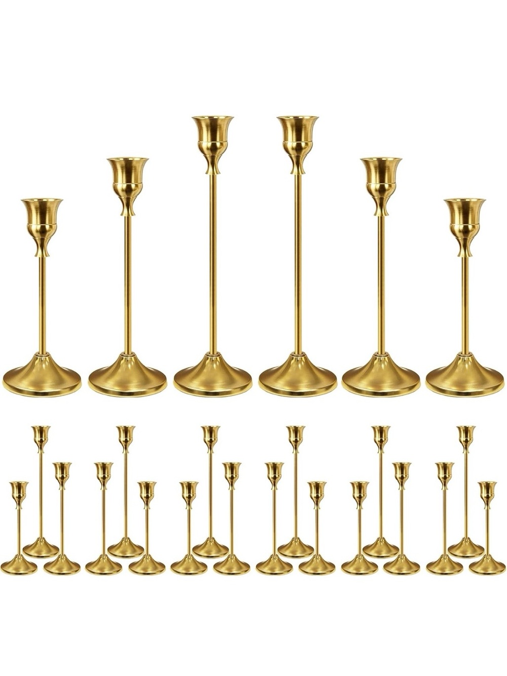 Brand new-24Pcs Gold Taper Candle Holders